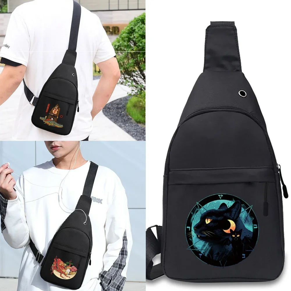 

Men Shoulder Bags Chest Pack Short Travel Messenger Sling Bag Waist Packs element Series Printing Canvas Crossbody Bag 2024