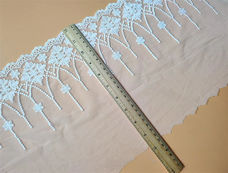 3 Yard/Lot Schwarz Weiß Baumwolle Stickerei Stoff Mesh Spitze Trim 24CM Nähen Kleidung Hochzeit Kleid Hause Textil DIY Zubehör – Detail 8