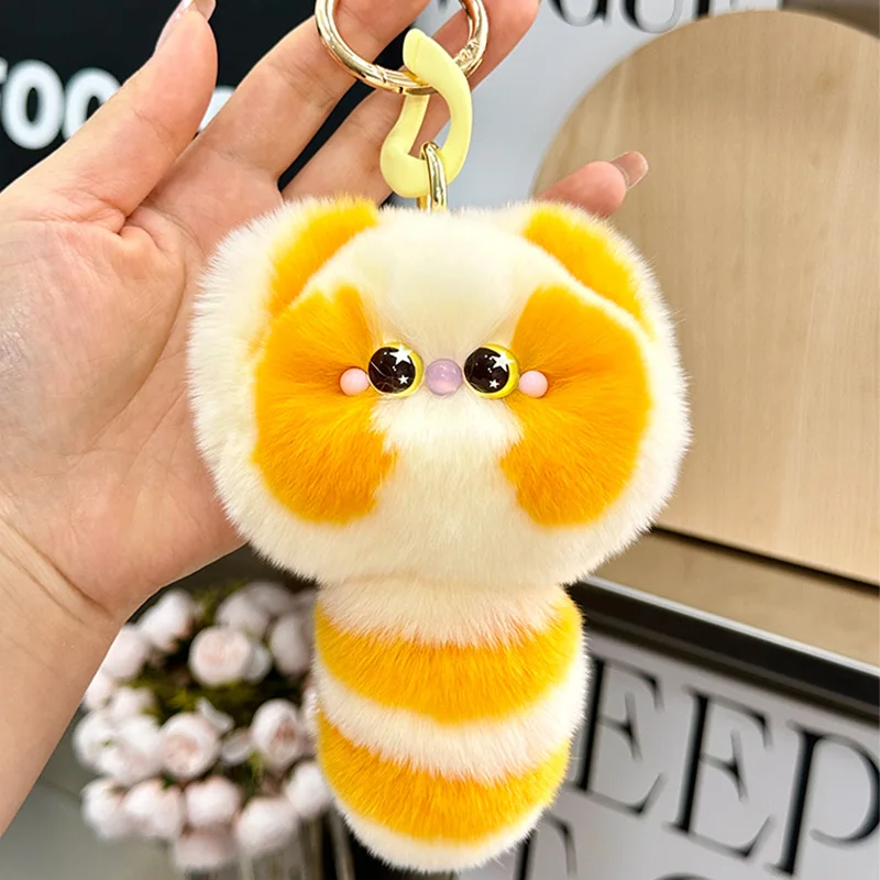 لطيف أفخم دمية قلادة للأزياء ريكس الأرنب الفراء سيارة المفاتيح الفتيات الإبداعية على ظهره اكسسوارات الديكور الهدايا حقيبة السحر
