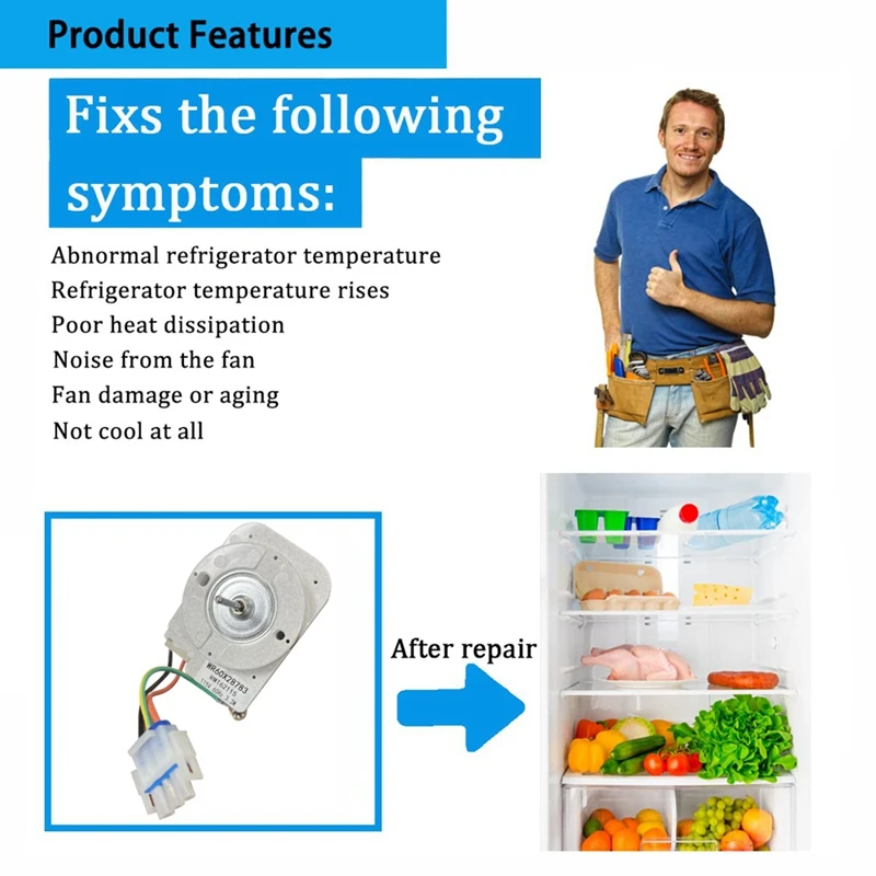 WR60X31522 Refrigerator Evaporator Fan Motor  For  WR60X28783 PS12741350 Refrigerator  Fridge Fan Motor Replacement Part