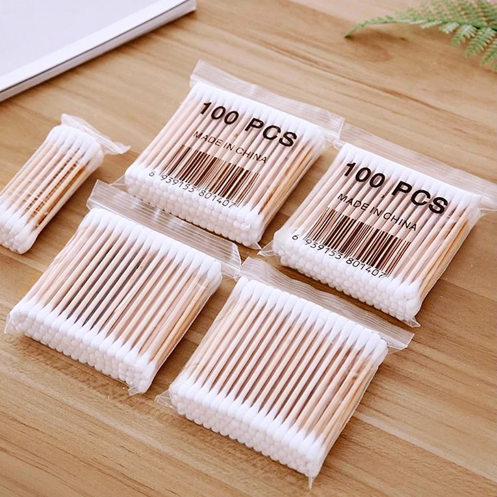 200/500Pcs Double Tipped Cotton Swabs Pointed Tip Ear Swabs with Paper Sticks Cotton Buds Cotton Tipped Applicator