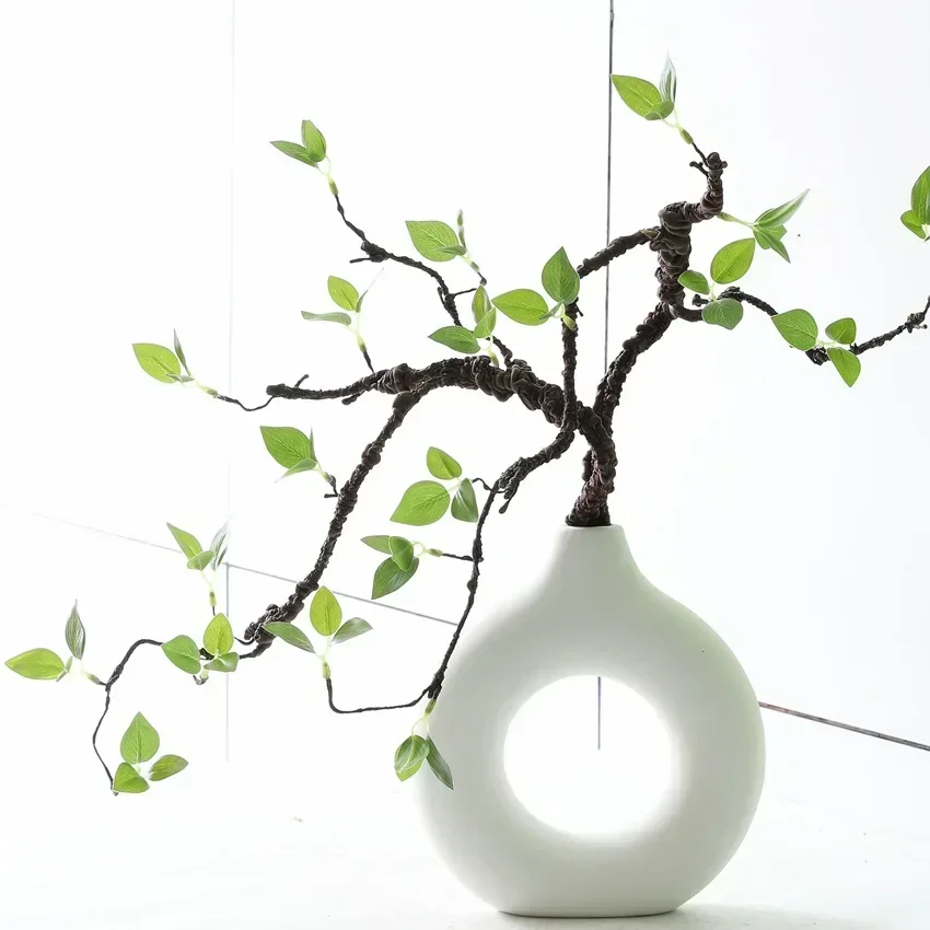 

Искусственная ветка с зелеными листьями из пеноматериала, имитация растения, искусственный цветок, декоративный материал для дома