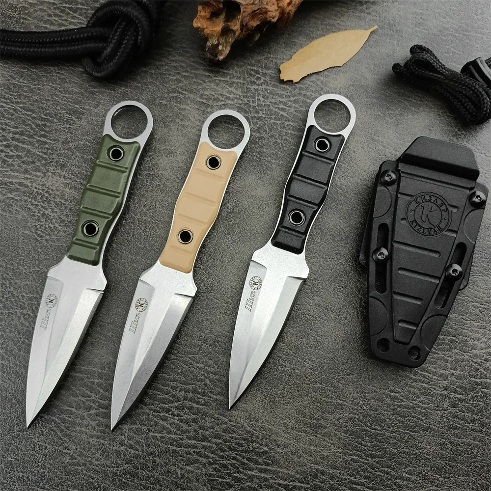 Tactical Kizlyar Hunting Camping Knives 8Cr13Mov Steel Satin Spear Point Fixed Blade Knife Utility Self Defense EDC Multitool