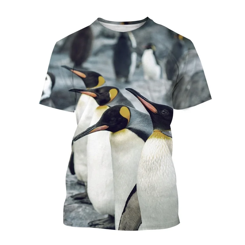 2023 Summer T-shirt Men Cute Penguin 3d Print Fashion Short Sleeve Tops Trend Personality Children T Shirt For Men Clothing