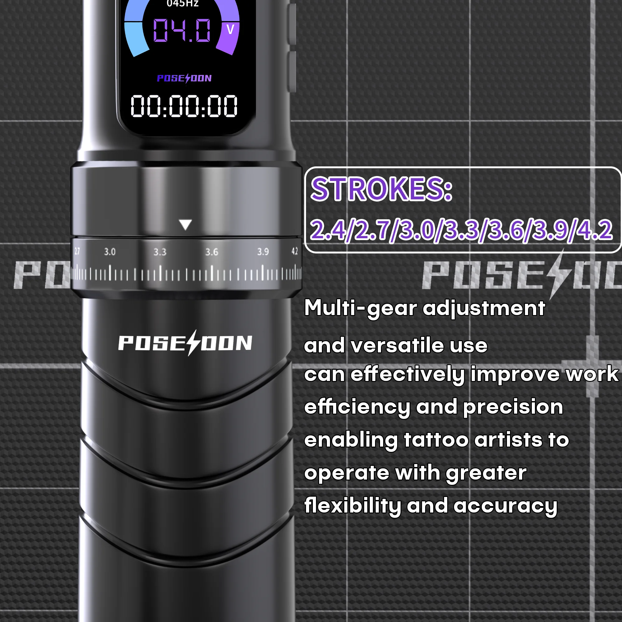 مجموعة أقلام الوشم الاحترافية من POSEIDON لمجموعة أدوات الوشم للمكياج الدائم، مجموعة أدوات الوشم اللاسلكية لإمداد الطاقة #4