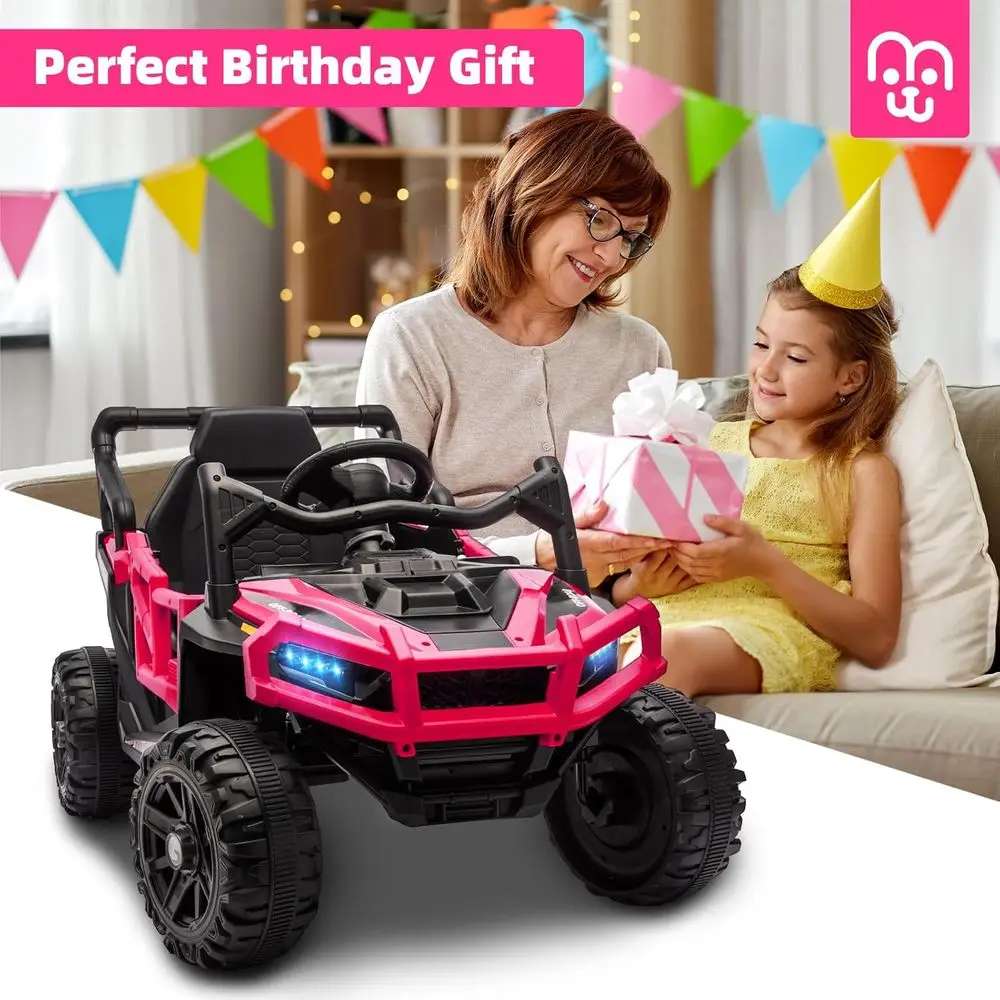 24V Kids Ride on Truck Car Remote Control, Twin 55W Motors 4MPH Max Speed Off-Road UTV, Bluetooth Music, Suspension System Safet