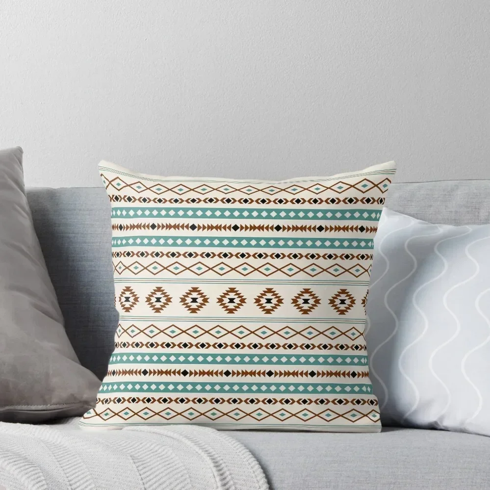 

Aztec Teal Terracotta Black Cream Mixed Pattern Throw Pillow Embroidered Cushion Cover Pillows Aesthetic pillow