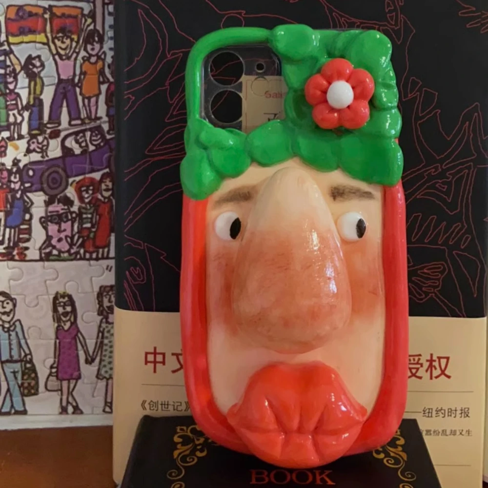 

4068 Handmade, Big Nose Clay Iphone Case, Private Customization, Cute and Funny Ugly Mobile Phone Case, Creative Gift.