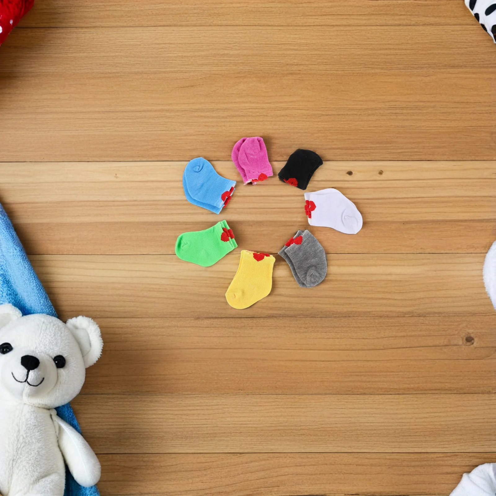 

7Pairs American Baby Accessories Socks Vibrant Colors Soft Fit for 18 Inch American Baby Dress Up Outfit Collection Set