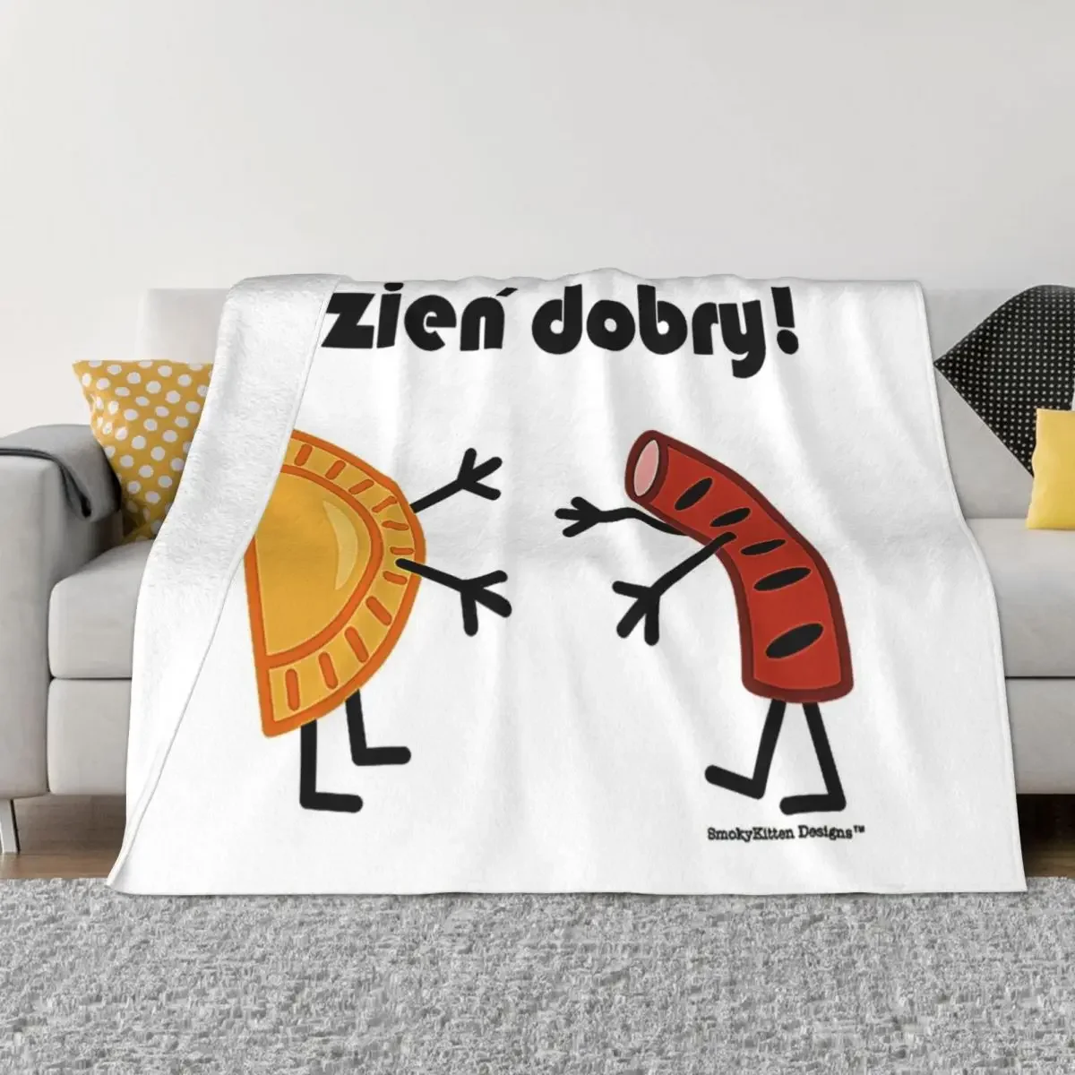 Friendly Polish Foods - Pierogi and Kielbasa - Dzien Dobry T-Shirt Throw Blanket Luxury St Sofa Blankets