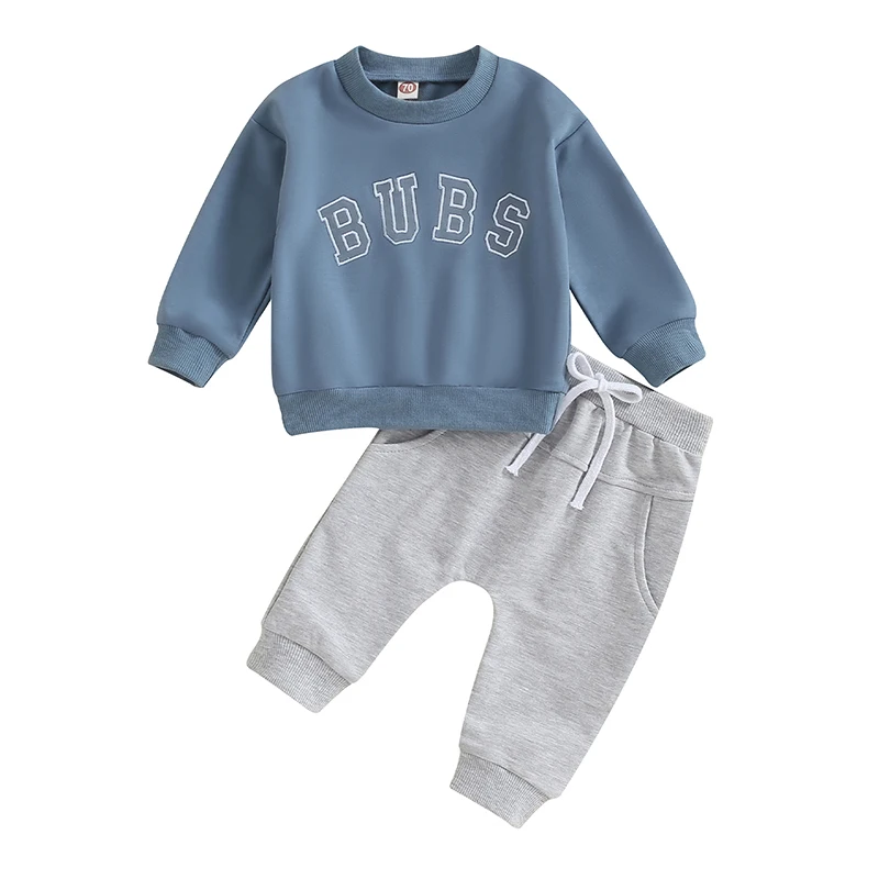 Baby Boys Fall Outfits Classic Long Sleeve Autumn Tracksuit Letter Print Sweatshirt Trousers Set Toddler Spring Clothes