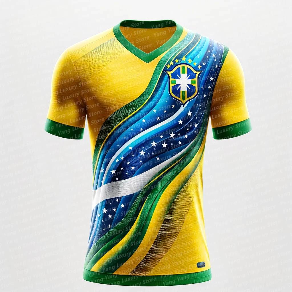 24/25 New Arrival Men\'s Kid/Adult T-Shirt Adult/ KID Jerseys Top  Summer Brazil Football Jerseys Soccer Football Jerseys