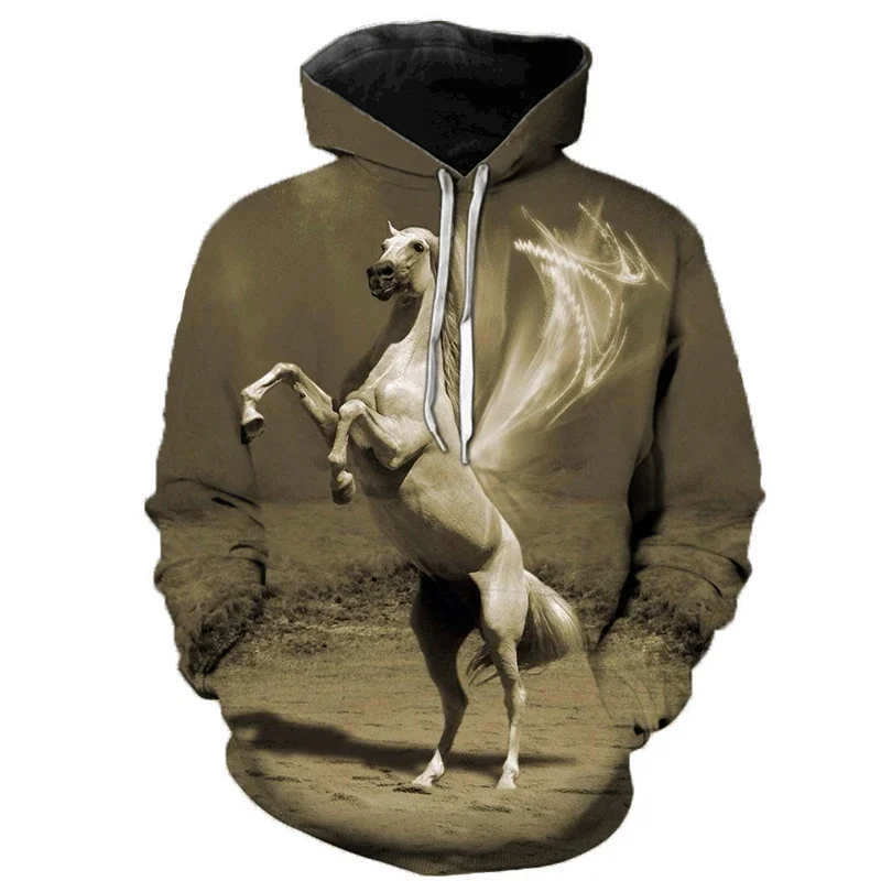 

2024 Hot Sale Colorful Horse Printed Hooded Sweatshirt Men Women Casual Pullover Animal Horse Hoodies Unisex Long Sleeve Hoodie