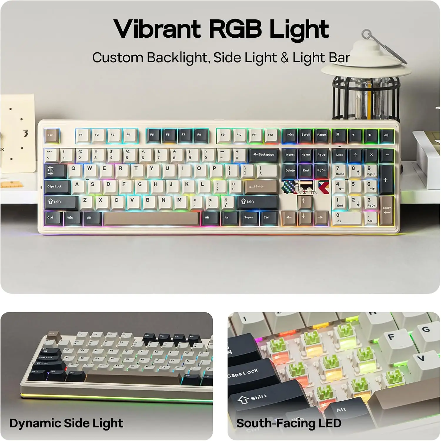 AULA F108 Pro V2 Esports Gaming Mechanical Keyboard Tri-Mode 100% Layout Keycaps RGB Backlight Hot-swap for PC Computer Gamers