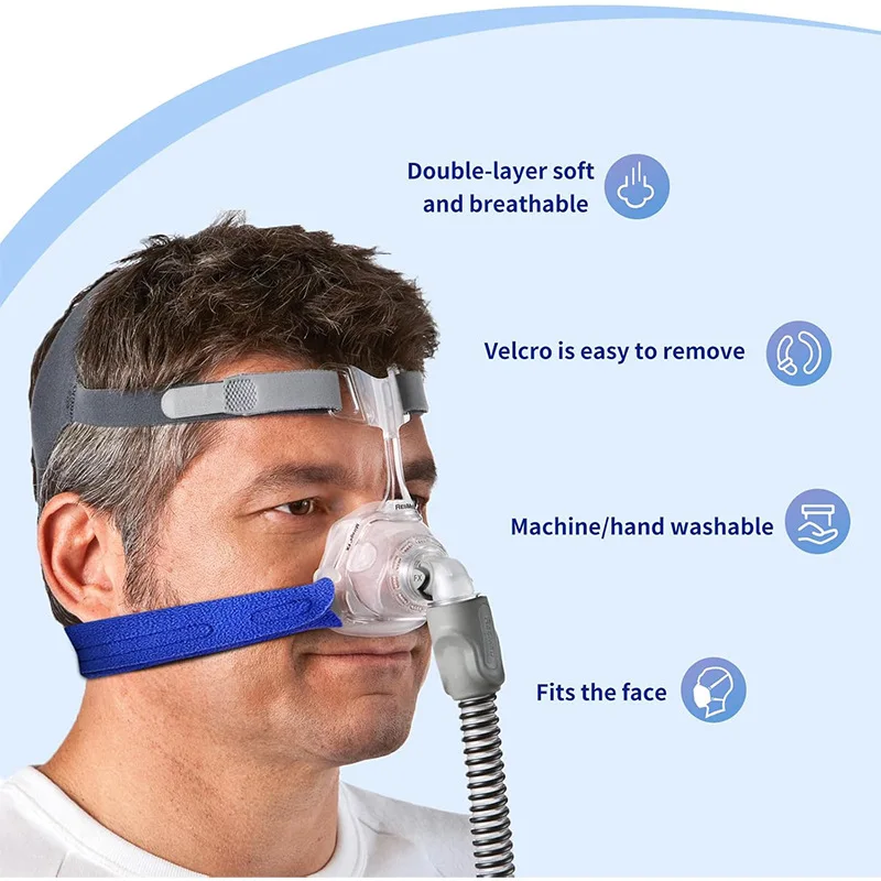 CPAP Headgear Strap Covers Anti-Pressure Mark Face Cushion Pad Soft Comfort Slip Resistant Protective Sleeve Nasal Full Face