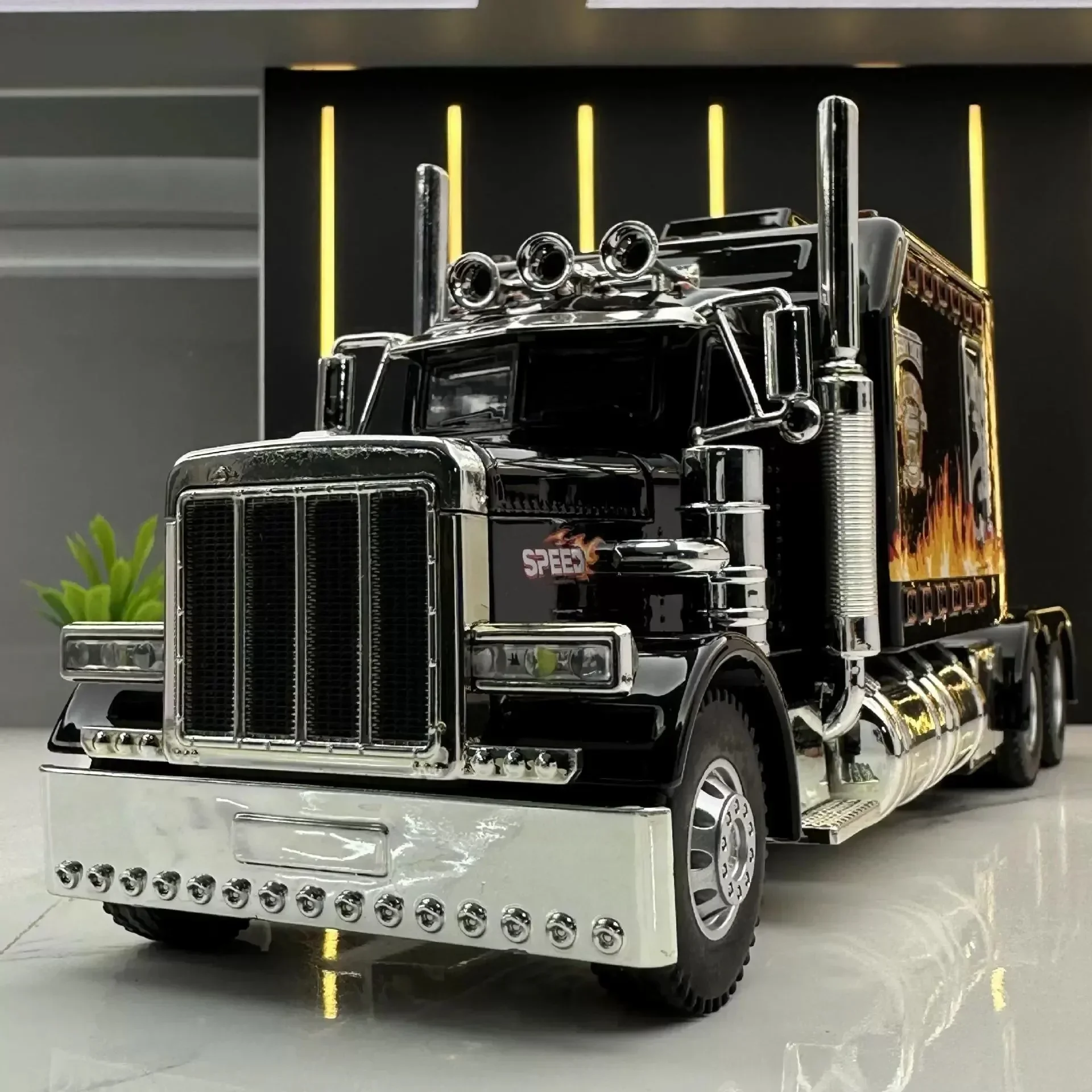 1/24 American Tractor Peterbilt 389 Alloy Simulation Diecast Model Car Collection Christmas Gifts Sound & Light Toys For Kids