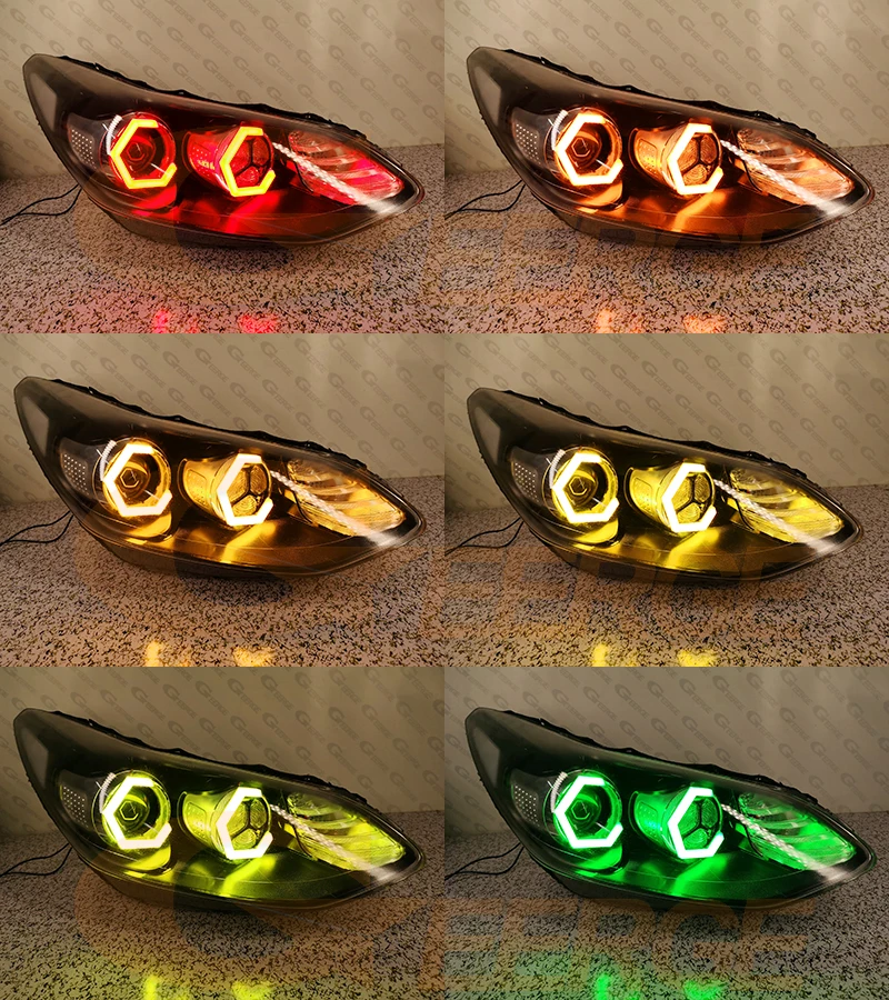 For Kia Sportage 4 IV MK4 KX5 QL BT App RF Remote Hexagon Hex Multi Color RGB LED Angel Eyes Kit Halo Rings