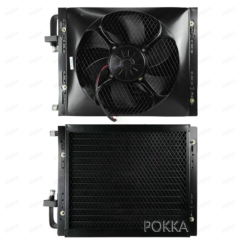 14''x18''x44MM O Type 12V/24V Universal Aluminium Condenser Radiator Cooling Fan Set  for Vintage Car Truck Hot Rod Radiator