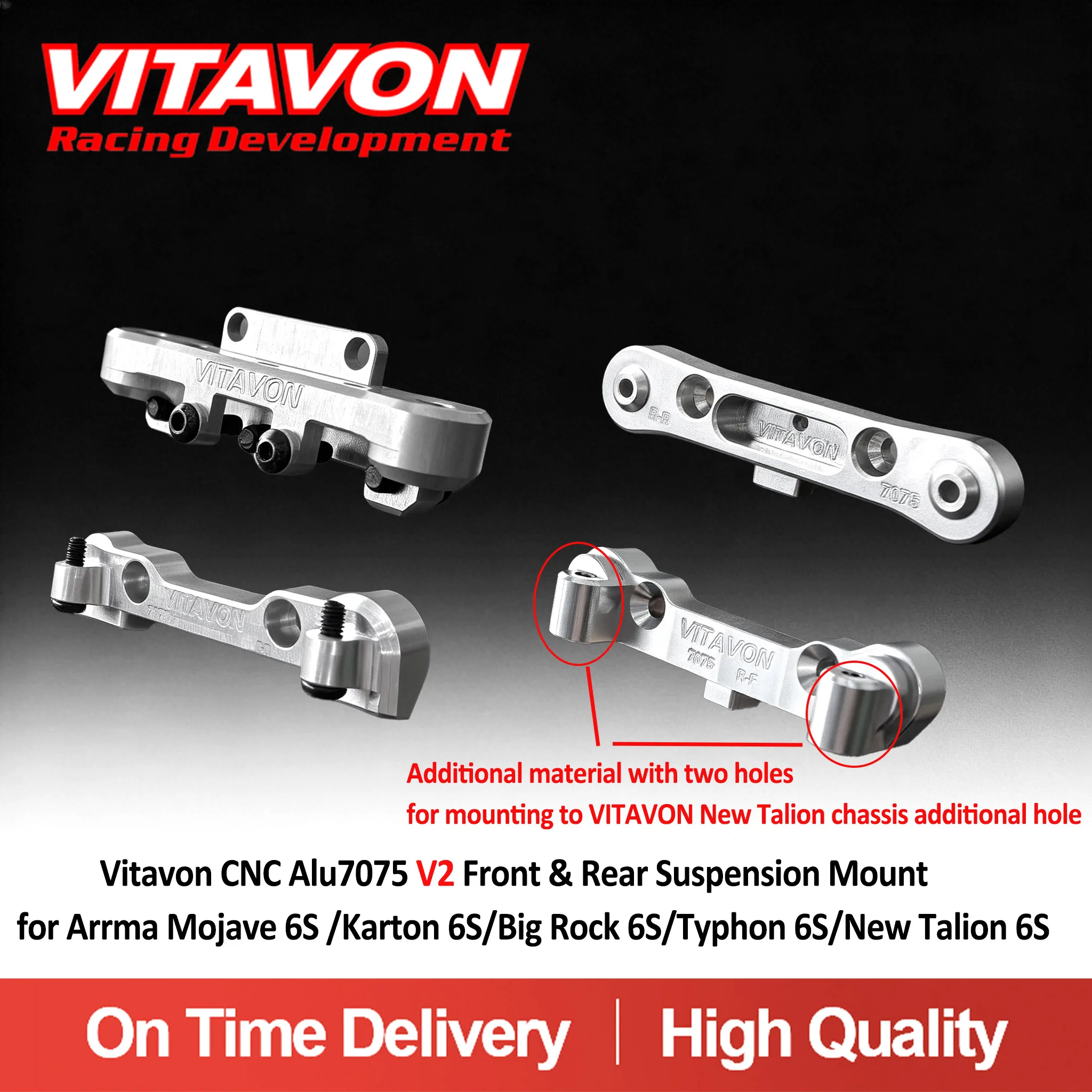 Vitavon CNC Alu7075 V2 Front & Rear Suspension Mount For Arrma Talion 6S Kraton 6S Mojave 6S