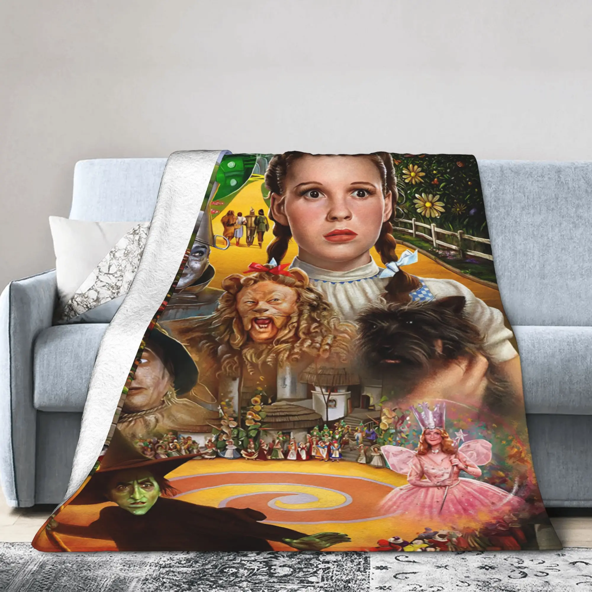 Wizards of Ozs Movie Blankets Cowardly Dorothy Tin Toto Flannel Vintage Warm Throw Blankets for Coverlet Textile Decor