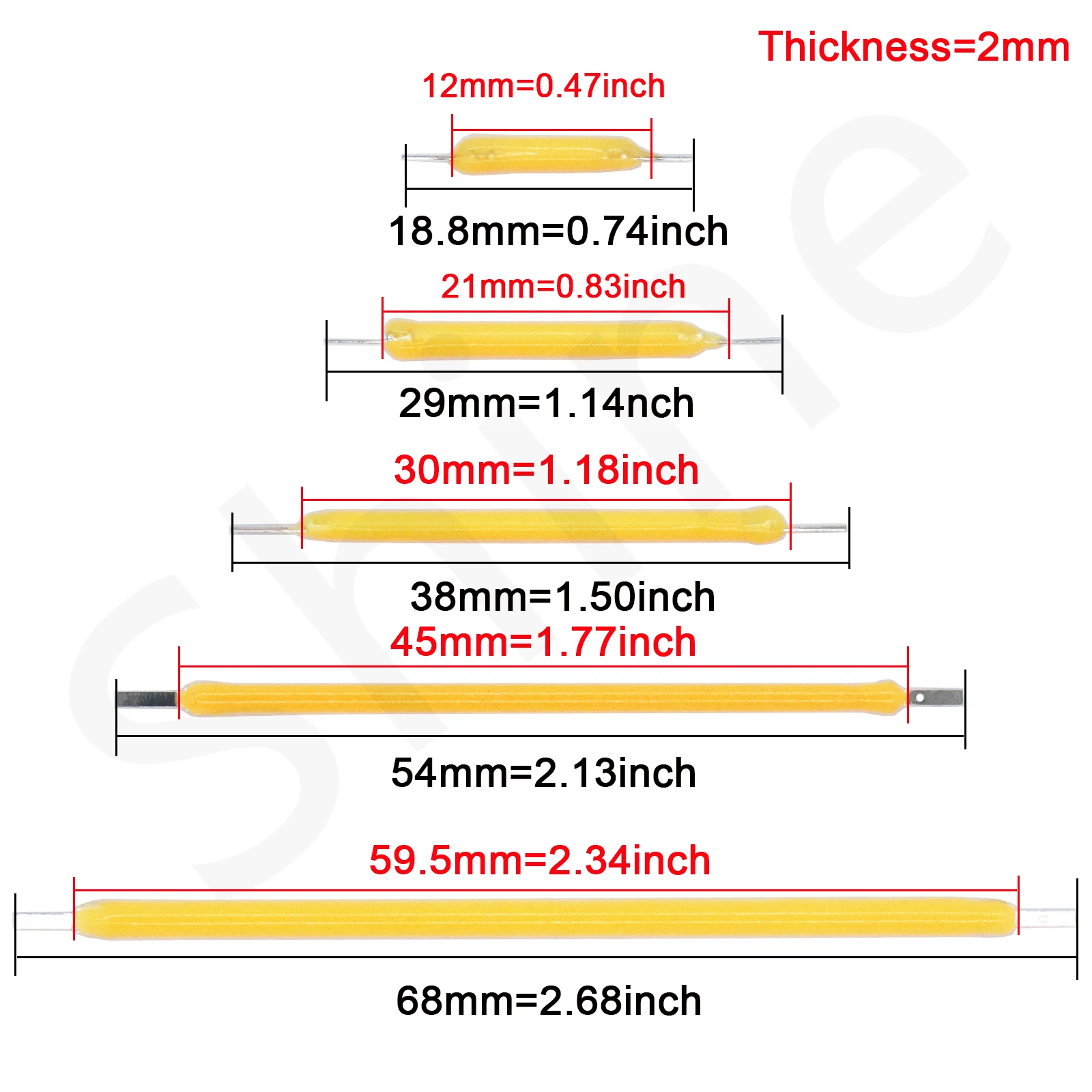 Imagem -02 - Led Hard Filament Edison Lâmpada Retro Acessórios da Lâmpada Incandescente 18.8 mm 29 mm 38 mm 54 mm 68 mm 3v 12v 57v 80v Pcs por Lote