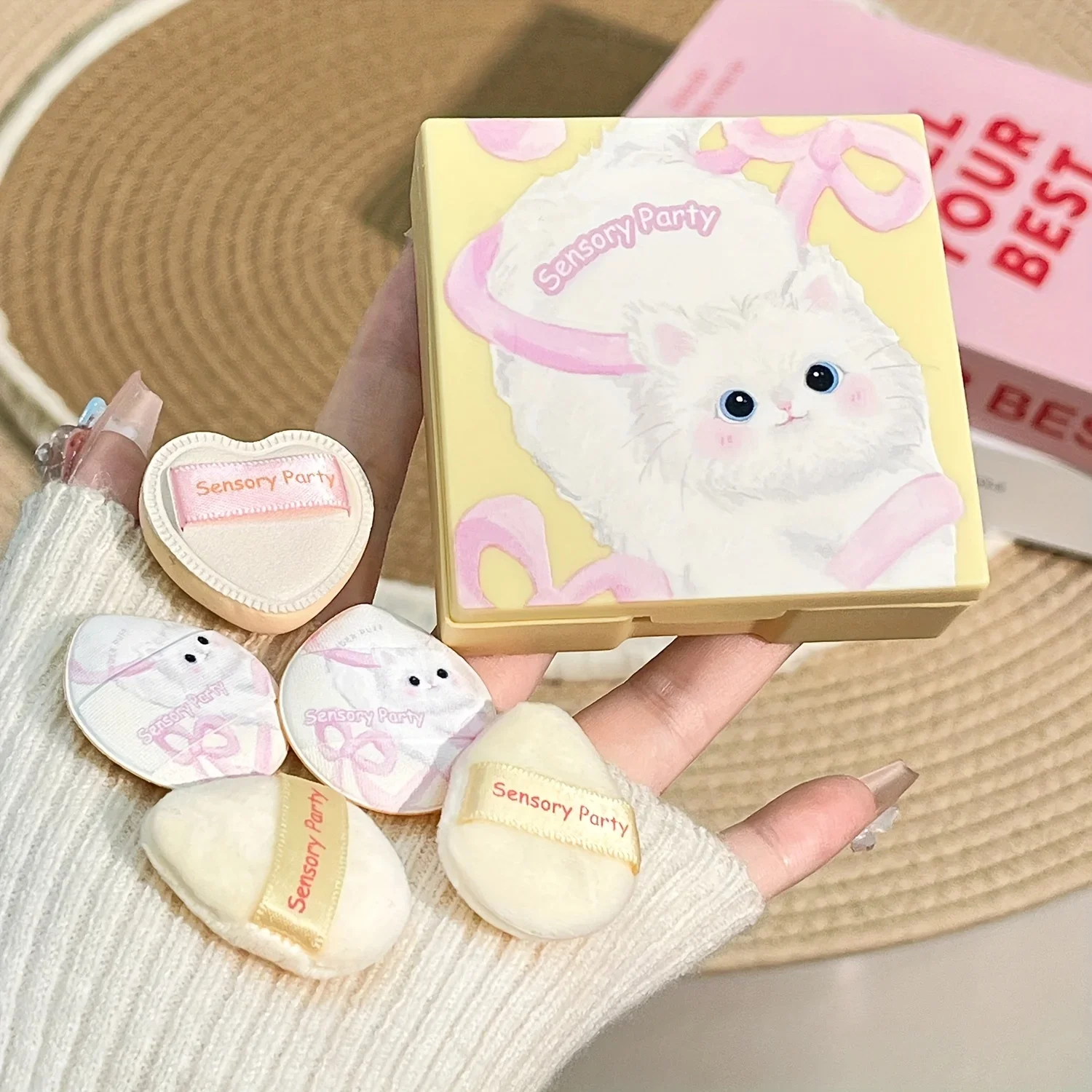 Ultra-Soft Thumb Makeup Sponge Set Plush Non-Absorbent Blender for Dry & Wet Application, Cute Portable Design Ideal Beauty Gift