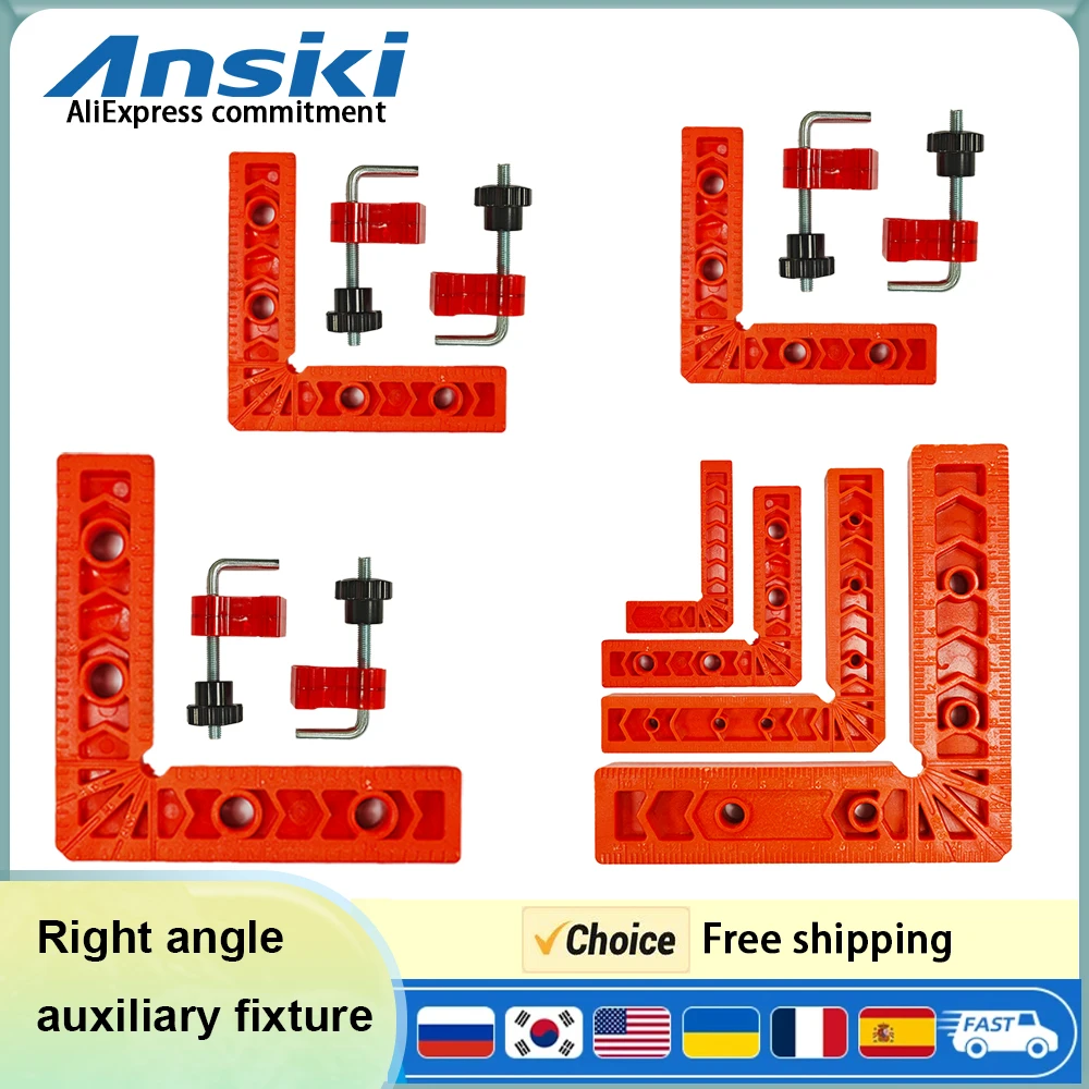 Right Angle Fixing Clip 90 Degree L-shaped with Scale Auxiliary Fixture Positioning Panel Fixing Clip Woodworking Clamping Tool