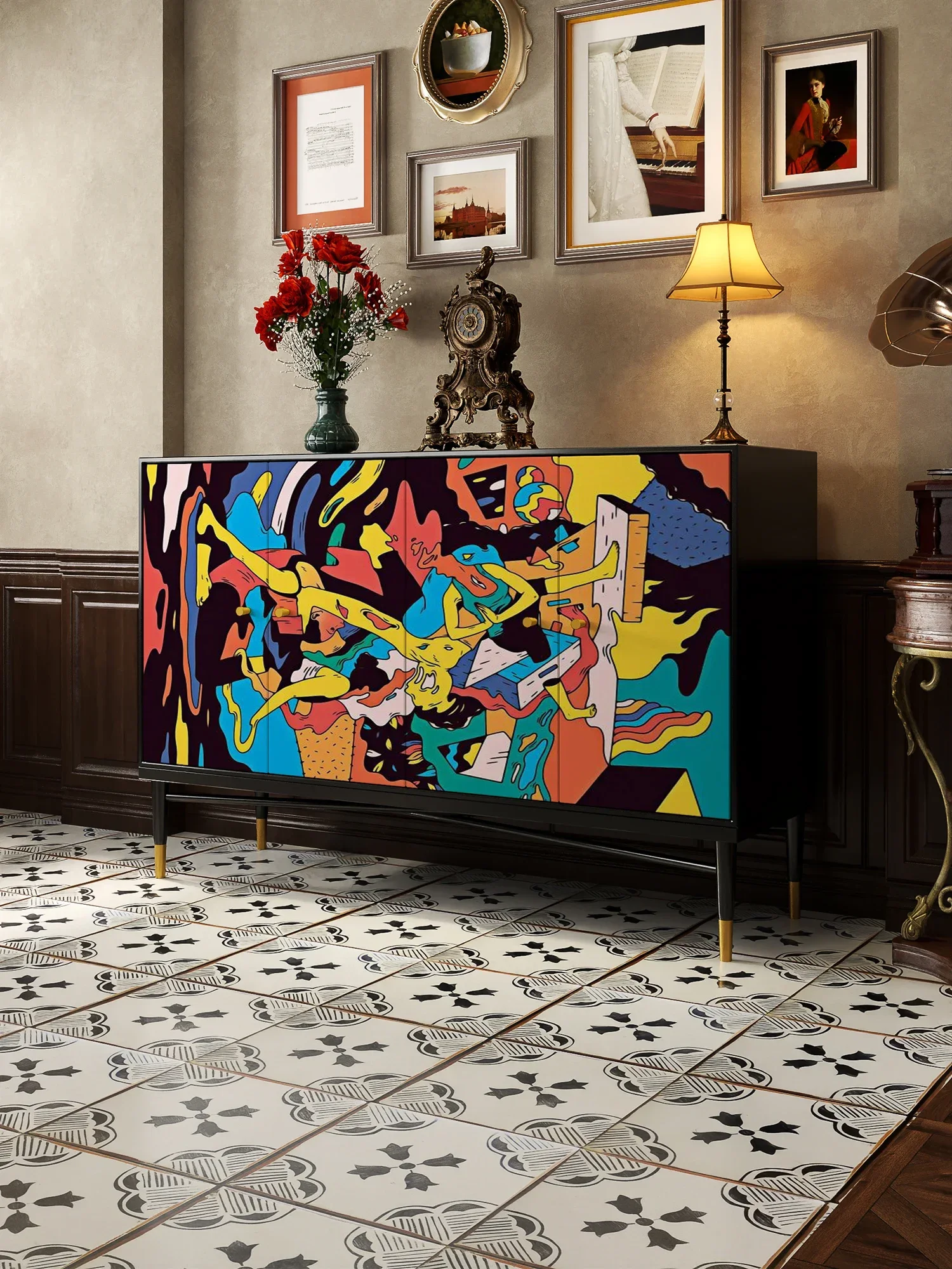 

HLZ Entrance Corridor Aisle Storage Shoe Cabinet Bedroom Storage Decorative Storage Light Luxury Dining Side Cabinet