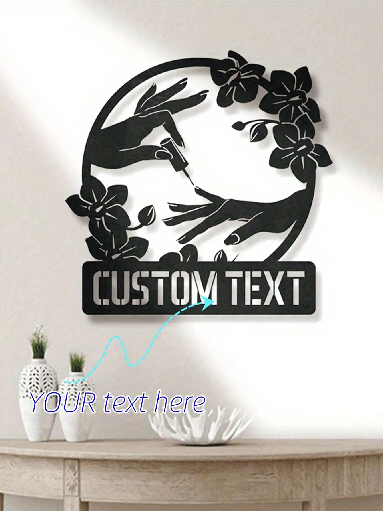 

Vintage Metal Wall Art Salon Decor Classic Design Easy Hang Home