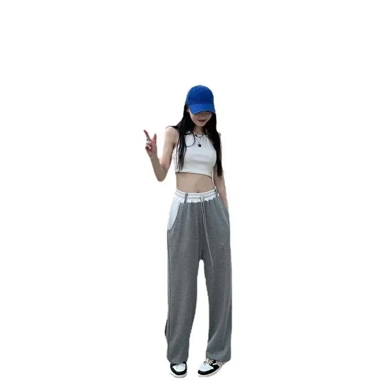 Spring Autumn Korean Fashion Casual Loose Vintage Sweatpants Women's High Waist Pants Women's Wide Leg Sweatpants Y2k Streetwear