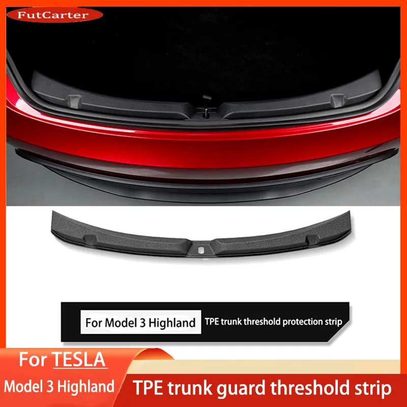 For Tesla New Model 3 Highland 2024 Trunk Threshold Strip TPE or Metal Back Sill Anti Scratch Protection Lid