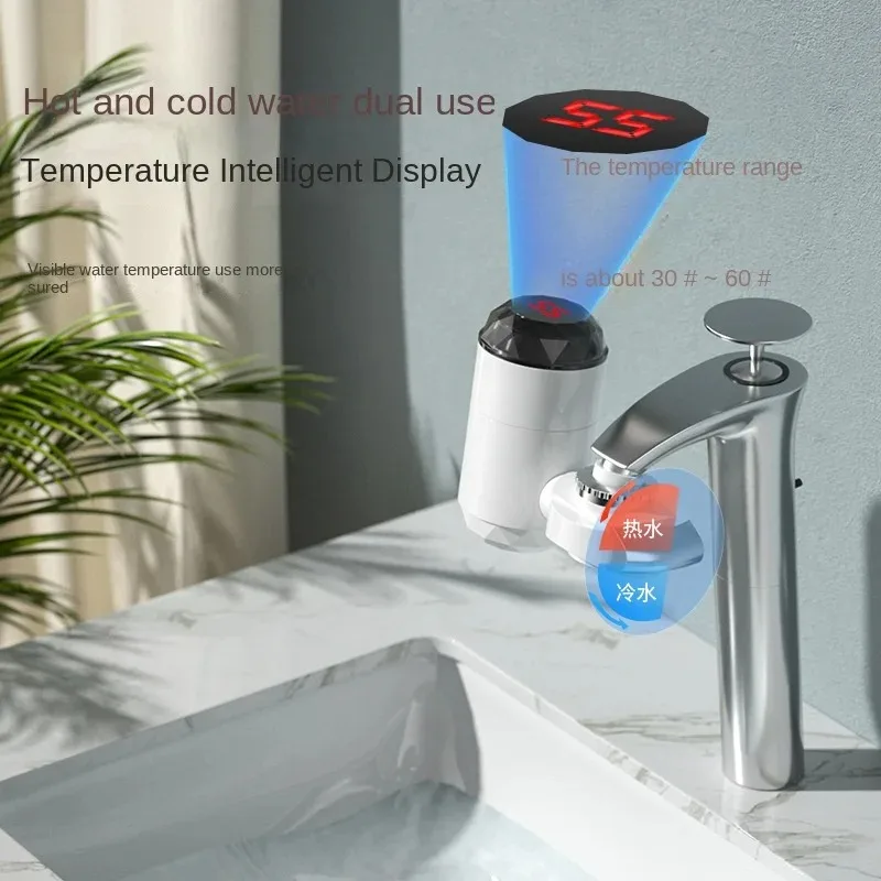 

Проточный водонагреватель-кран 3000 Вт с дисплеем температуры и смесителем для горячей и холодной воды для кухонной мойки