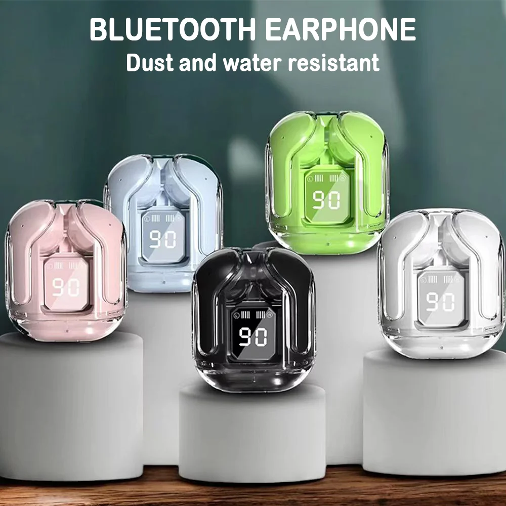 

In-ear Bluetooth Headphones Digital Display Transparent Capsule Earphones Outdoor Sports Noise-cancelling Wireless Headphones