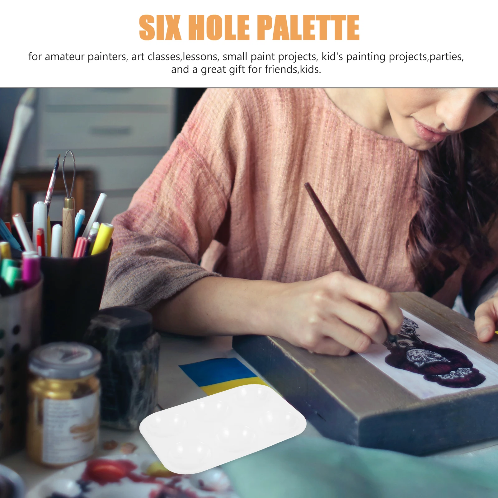 

set six hole palette white palette watercolor palette square