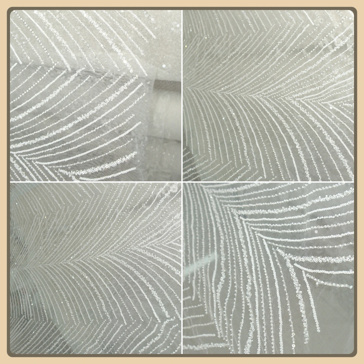 

Luxury Lace Sequin Beaded Mesh Fabric for Wedding Dress Formal Gown Shiny Floral Embroidery Soft Tulle Dreamy Elegant Material