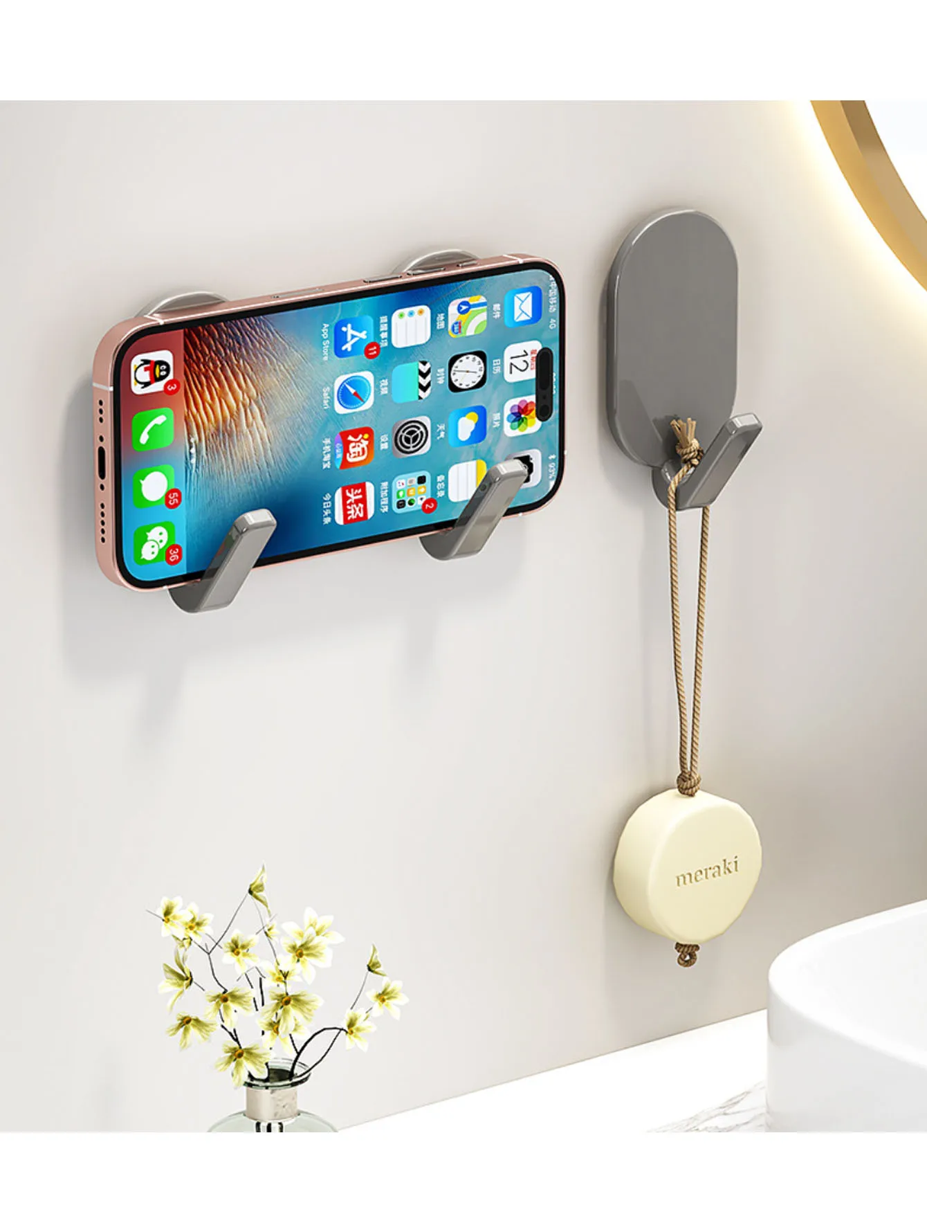 5 robuste Klebehaken, bohrfreies Design. Wandmontiert für Handtücher, Kleidung im Badezimmer und den täglichen Gebrauch.