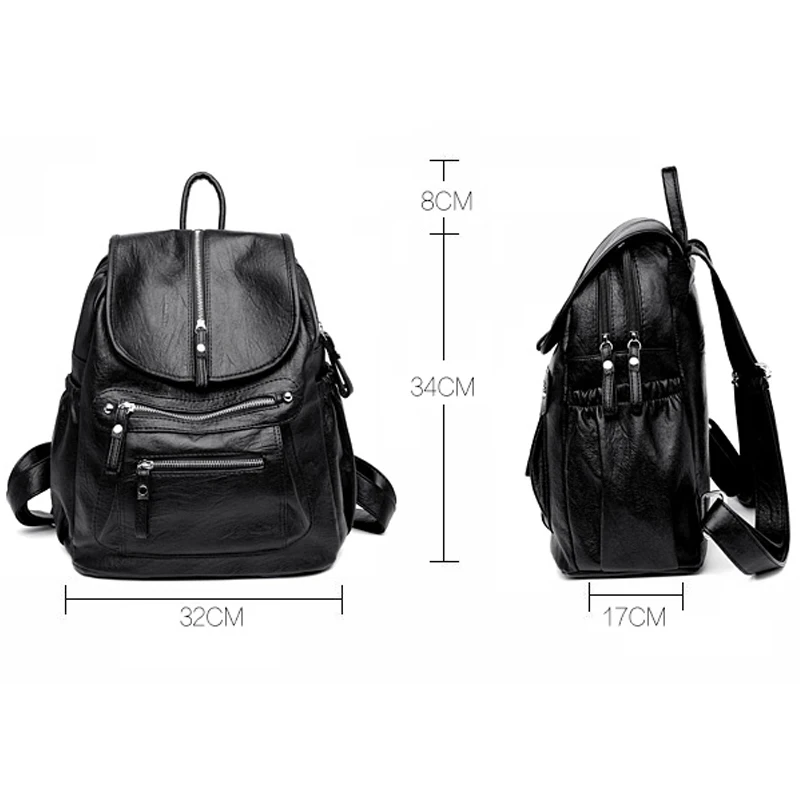 Women Vintage Backpack Casual Soft Leather Large Capacity Shoulder Bag Sac A Dos Travel Backpack Mochilas Girls School Bags 2022