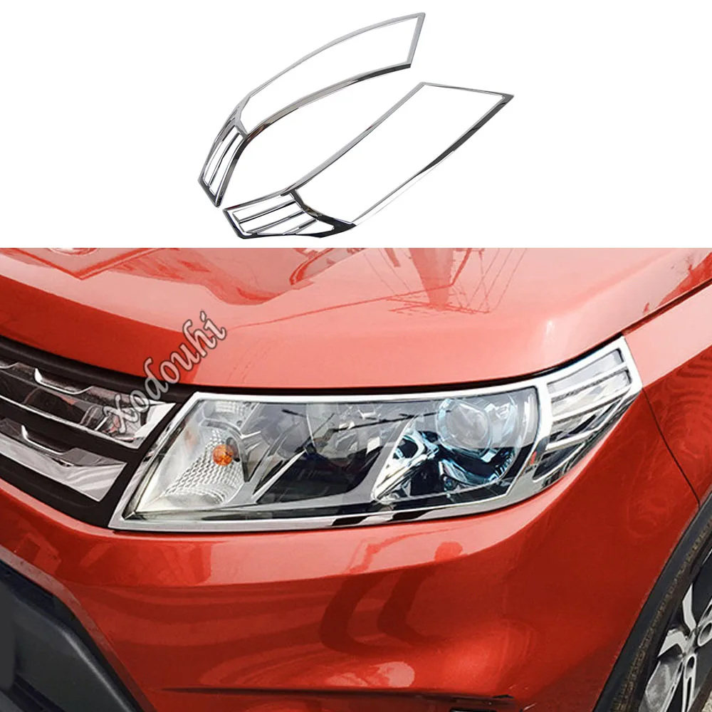 

For Suzuki Vitara 2016 2017 2018 2019 2020 Car Front Head Light Lamp Detector Frame Stick ABS Chrome Trim Cover Molding Part