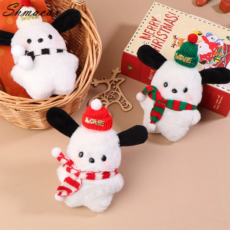 Christmas Pochacco Plush Keychain Cartoon Sanrio Stuffed Doll Pendant Car Key Ring Backpack Bag Decor Kid Gift