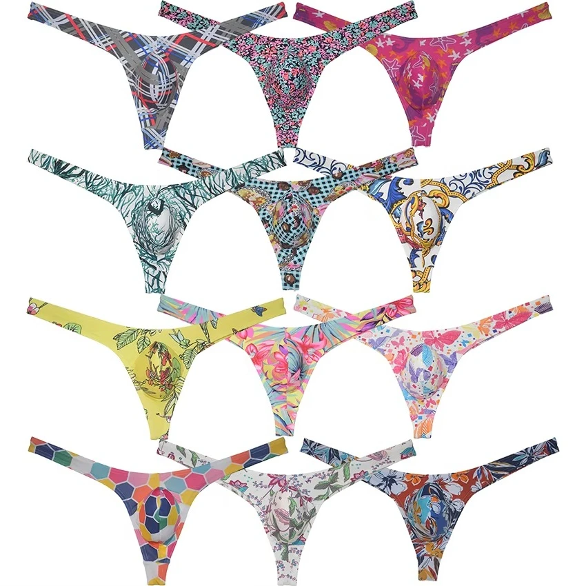 

‍️Men's Thongs G-Strings Underwear Prints Male Bikini Briefs Low-Rise Tangas Comfortable Beach Trunks Poolside Chic Daily Wear