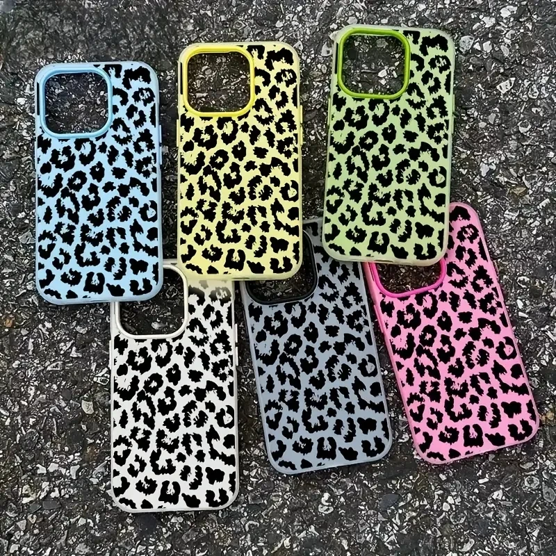 Spotted Black Leopard Print Jelly Color Phone Case for iPhone 17 Pro Max 16 15 14 13 12 11 Pro Max Plus 17Air Bumper Cover view 6