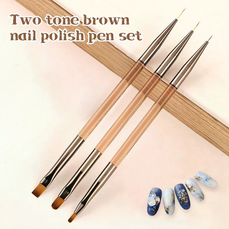 3 Pcs Manicure Brushes Dual Use Gel Gradient Brush Ultra Thin Line Drawing Pen Dual End Nail Art Design Painting Tools