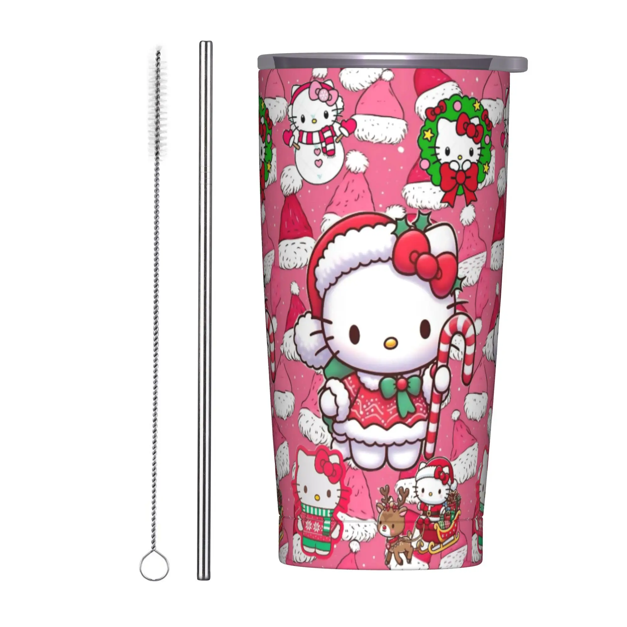 

Рождественский стакан Hello Kitty с вакуумной изоляцией, чашка из нержавеющей стали, кружки для смузи, чая, горячий и холодный напиток, 20 унций