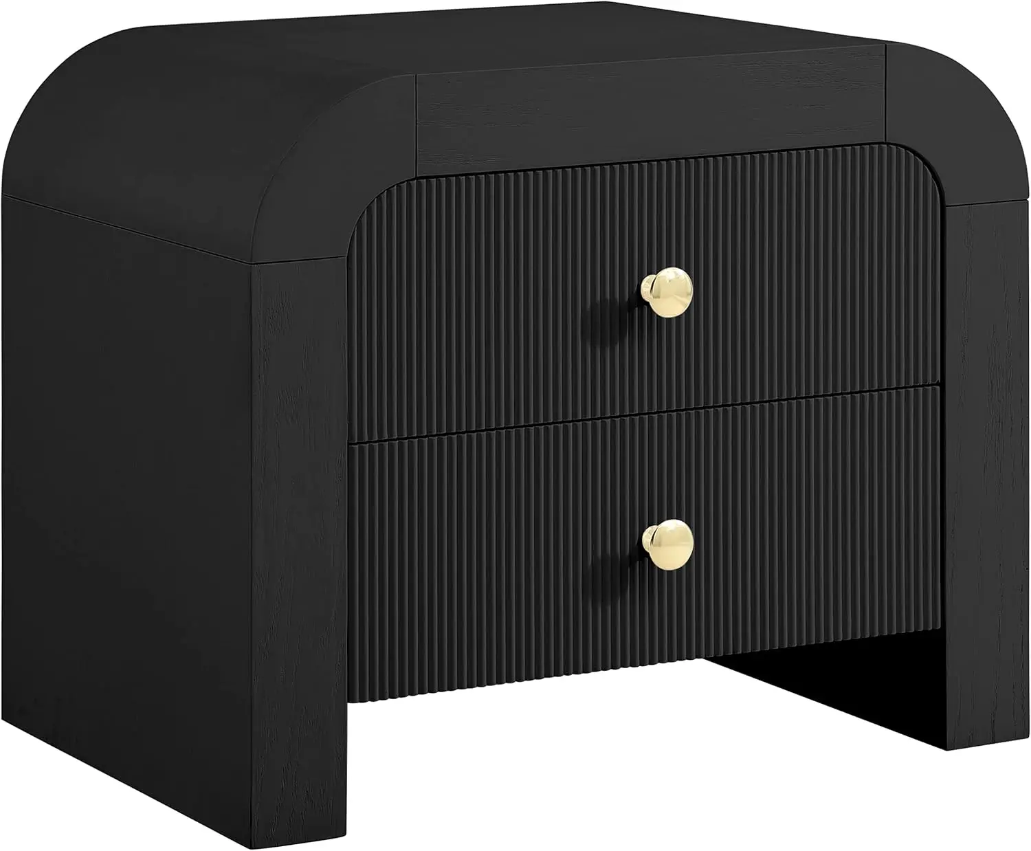 Meridian Furniture 888Black-Ns Artisto Collection Modern | Contemporary Rich Wood Veneer Nightstand With Complete Sets Of Gold