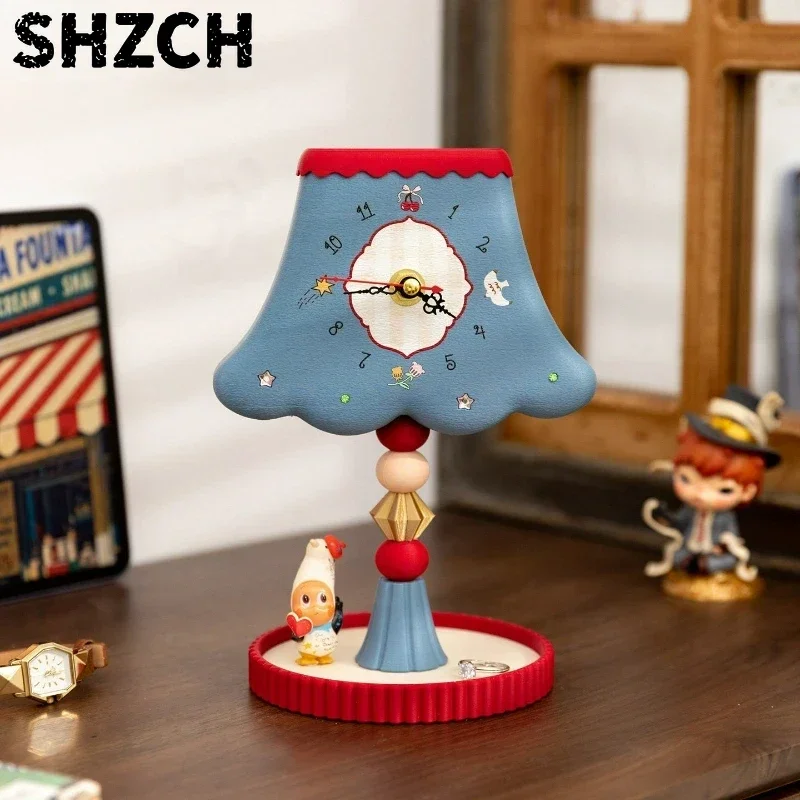 Vintage Light Luxury Desktop Clock Creative Quirky Living Room Bedroom Decor Daily Useful Home Room Table Ornament Decor Stand