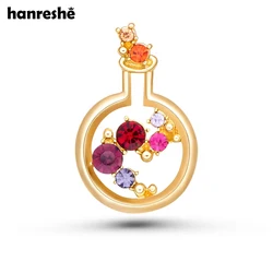 Hanreshe Charm Crystal Flask Brooch Pin Pharmacist Scientist Lapel Backpack Badge Science Chemical Lab Jewelry Gifts for Doctor