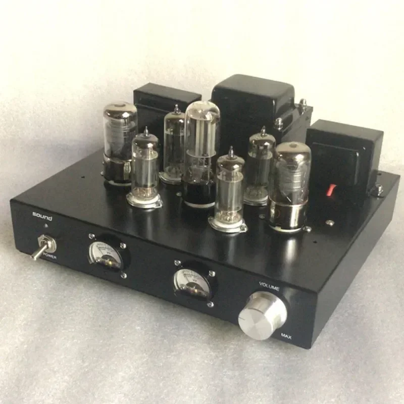 5u4c 6j4p 6p1 HiFi 6P1 Vacuum Tube Integrated Amplifier Stereo Single-ended Class A Headphone Amp Black 6W+6W
