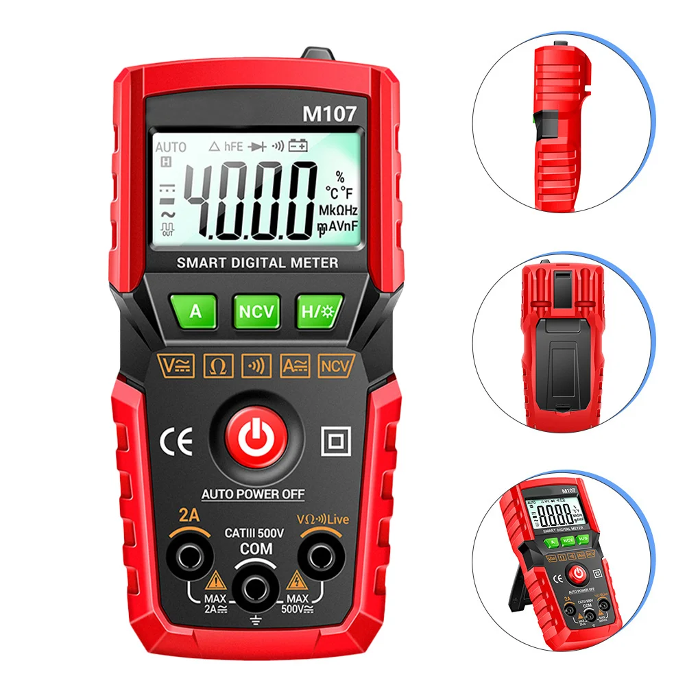 

4000 Counts Smart Multimeter Digital Auto-Ranging Tester LCD Backlight Display Continuity Diode Voltage Current Measurement