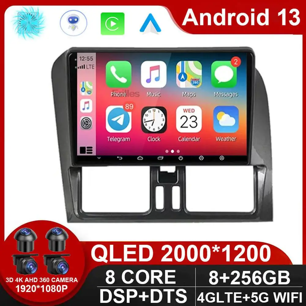 

Multimedia Player Android 13 Car Radio For Volvo XC60 que 1 2008 2009 2010 2012 2013 4G GPS BT Carplay 2din DVD autoStereo