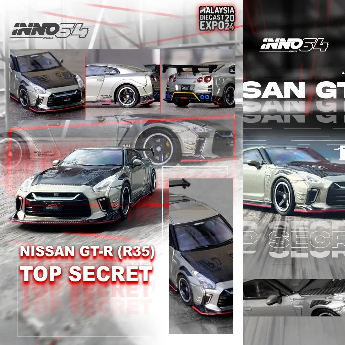 1:64 INNO Nissan GTR R34 R35 Malaysia Limited TOP SECRET Alloy Model